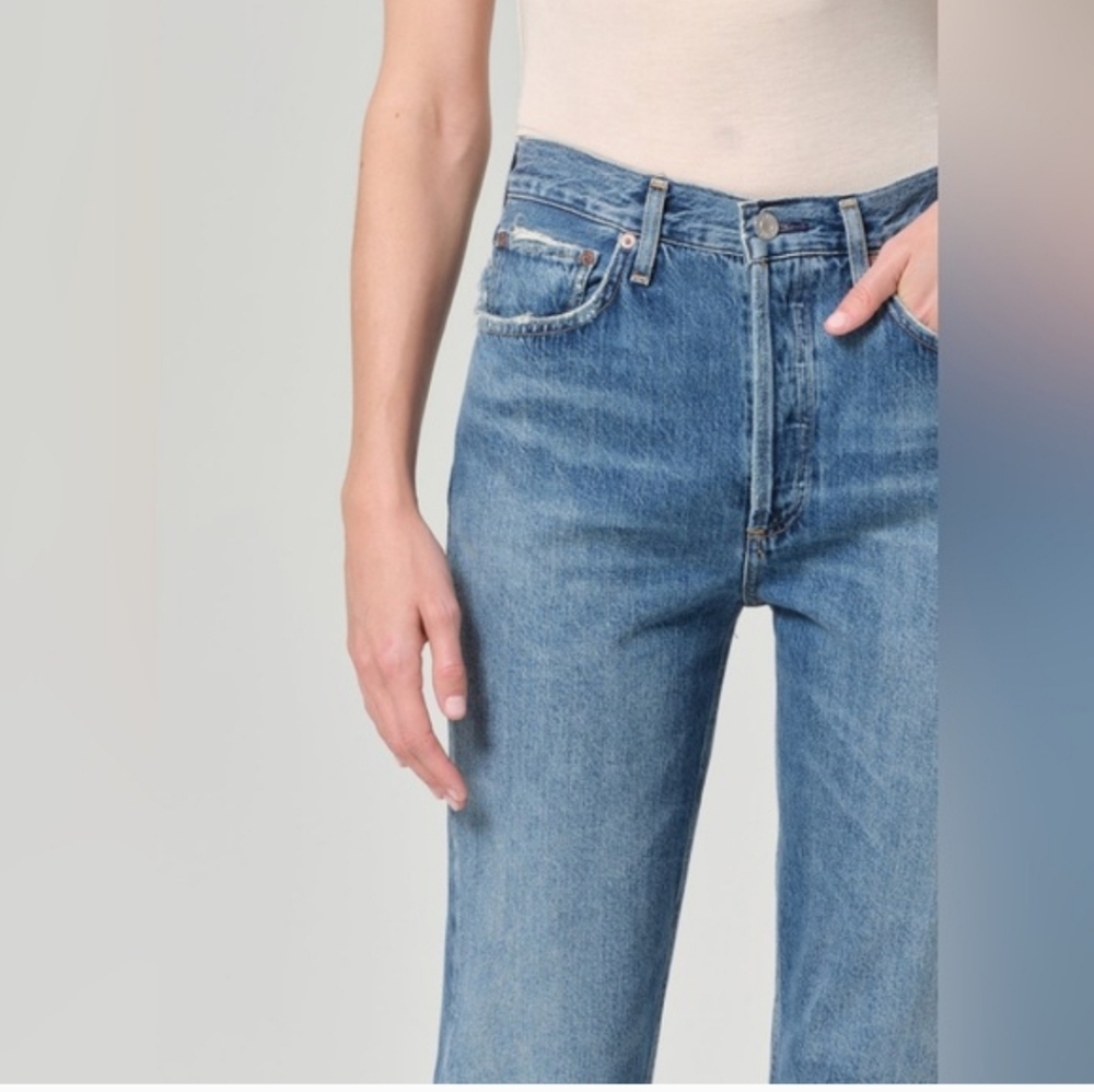 NWT Agolde | Riley High Rise straight Crop Jeans | Size 33 Frequency - Picture 4 of 8